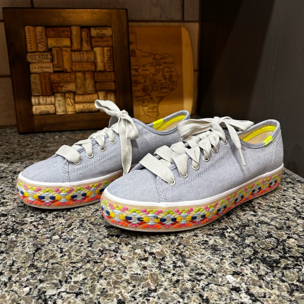 Keds Triple Kick Summer Foxing Embroidered Platform Sneaker Size 8 - Picture 2 of 9
